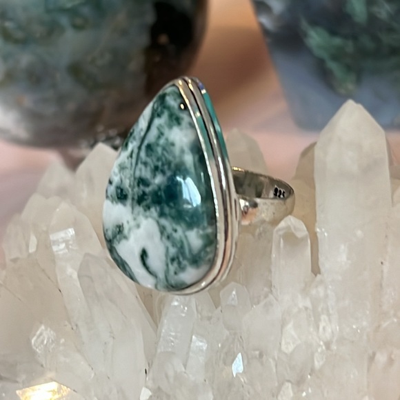 #571 Tree Agate Handcrafted Ring Size 5.5 NWOT - Picture 3 of 16